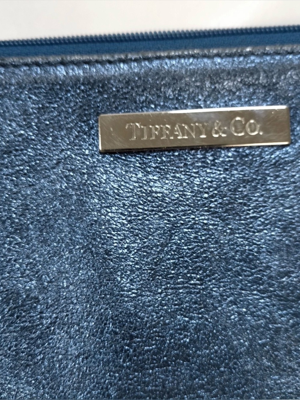 Tiffany&Co Blue Leather Tote Bag Shoulder Bag Handbag with pouch - Picture 9 of 11